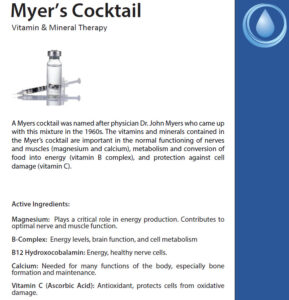 Myer's cocktail vitamin and mineral therapy